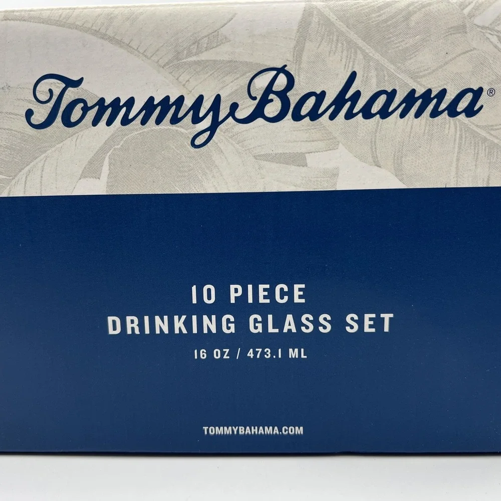 Tommy Bahama 10 Piece Drinking‎ Glass Set 16oz / 473.1ML Brand New